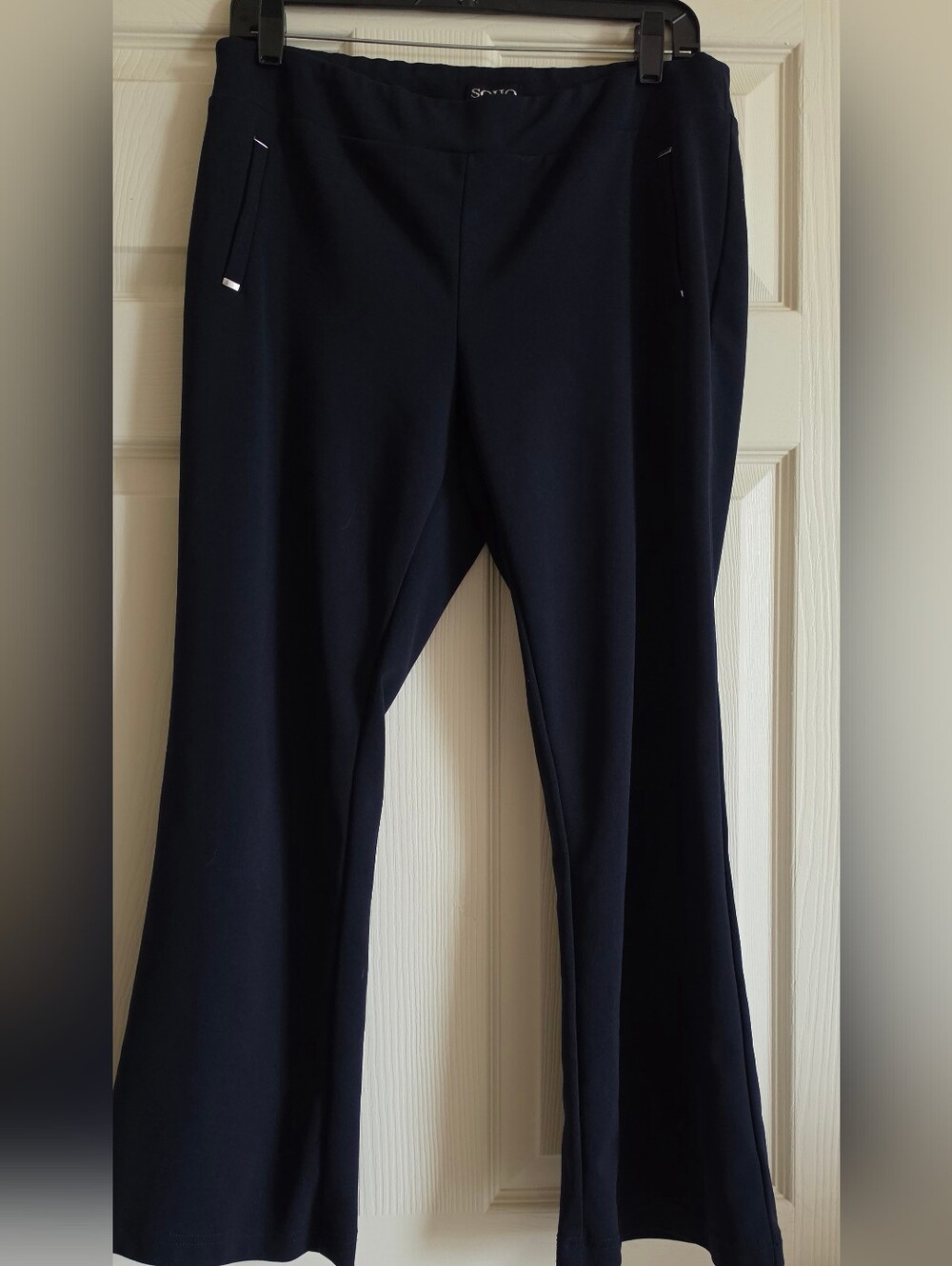 Soho Pl Navy Blue  Stretch Wide-Leg Trousers